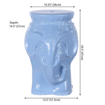 Orla 18.5" Modern Bohemian Elephant Ceramic Garden Stool - JONATHAN Y
